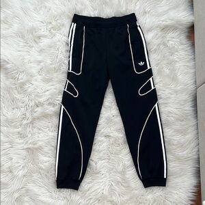 Adidas Black Track Pants with White Accents